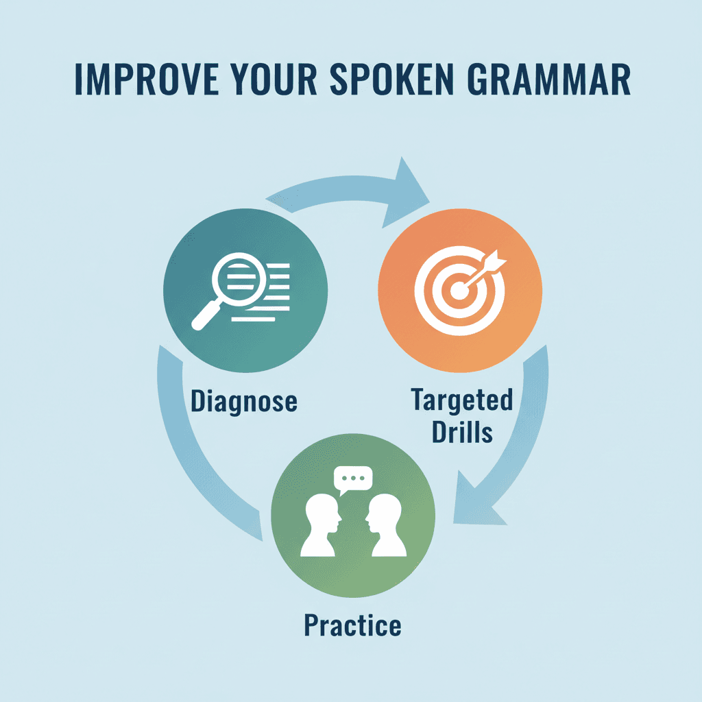 Illustration: Introducing the 3-Step System to Fix Spoken Grammar