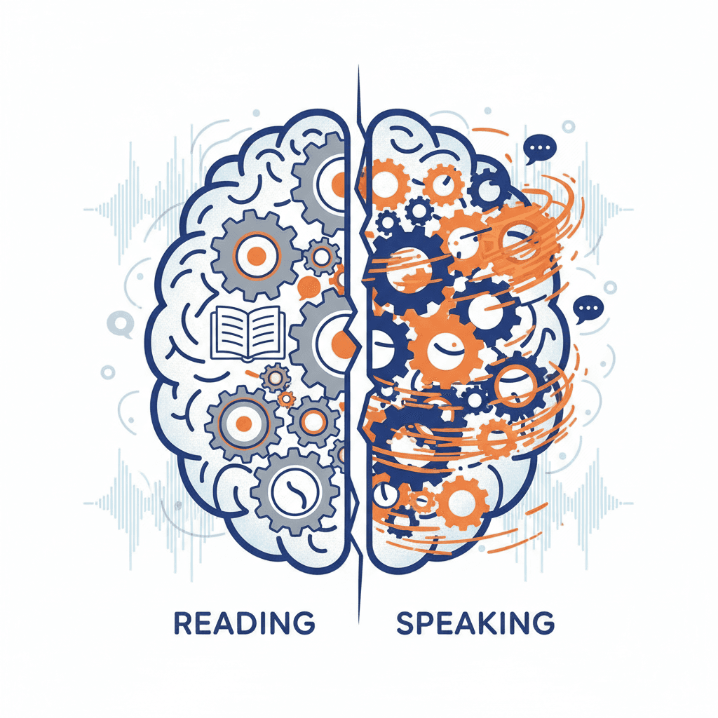 Illustration: Why Your Brain Forgets Grammar When You Speak (It's Not You!)