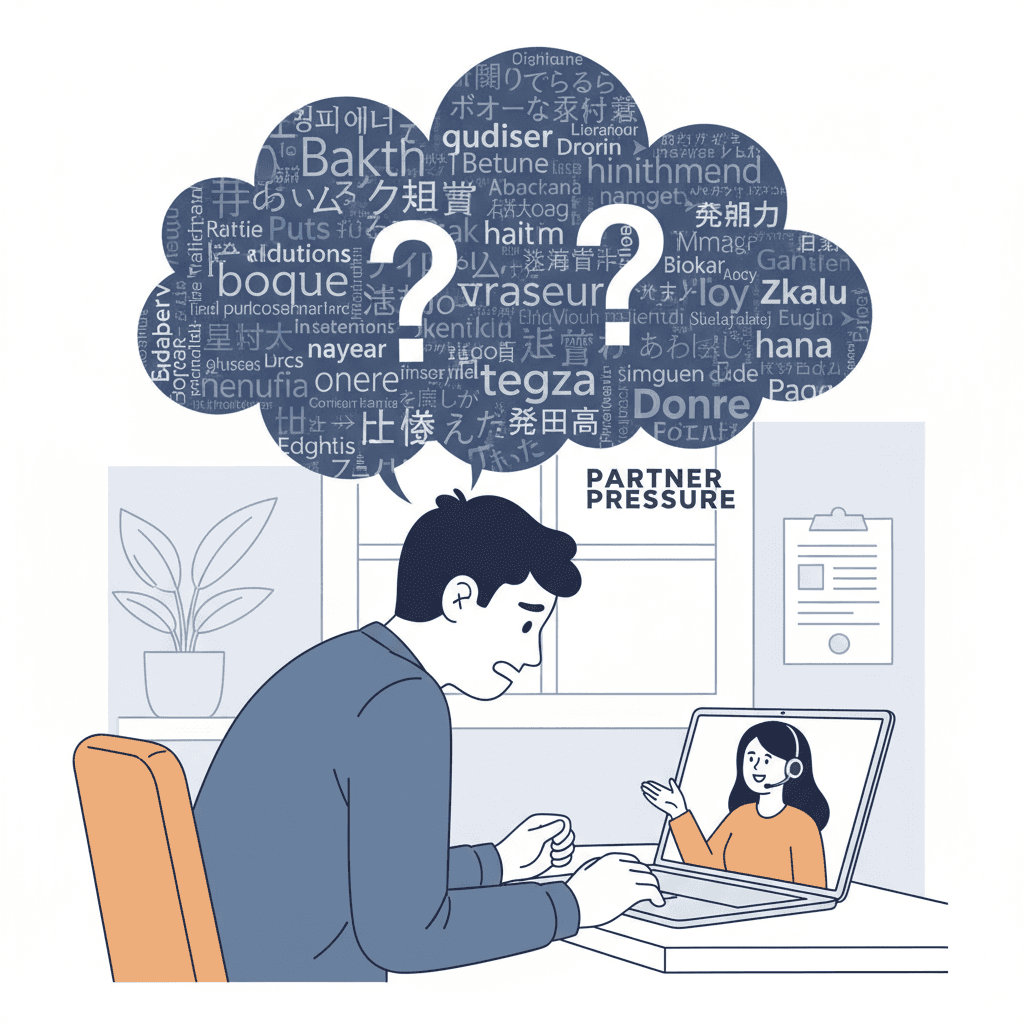 Illustration: The 'Partner Pressure' Is Real: Why Language Exchange Is Uniquely Scary