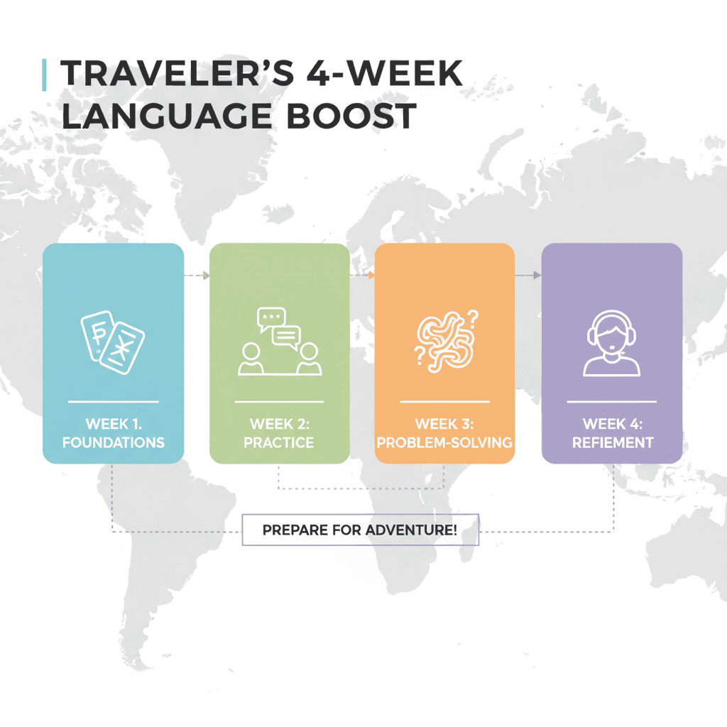 Illustration: Your 4-Week Pre-Trip Speaking Sprint: A Week-by-Week Plan