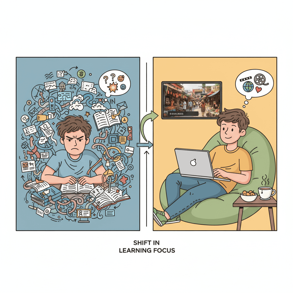 Illustration: Why Language Learning Burnout Happens (And Why It’s Not Your Fault)