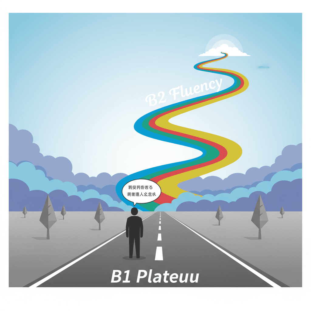 Illustration: Why You're Stuck at the B1 Speaking Plateau (And How to Break Free)