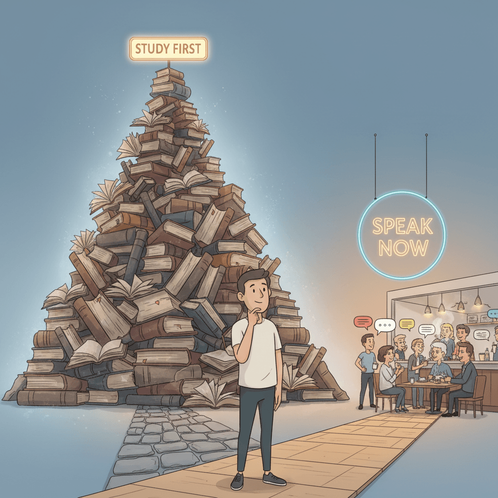 Illustration: The Big Question: Speak Now or Study Grammar First?