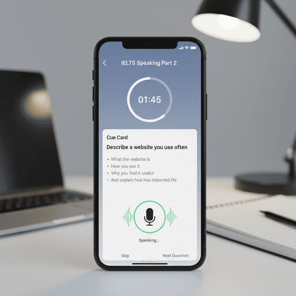 Illustration: The 3-Part AI Practice System for the IELTS Speaking Test